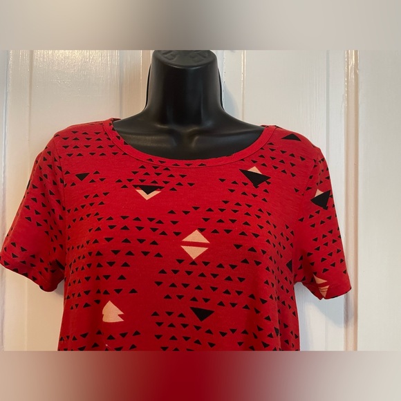 Lula Roe Red Geometric Patterned Dress - Picture 4 of 7